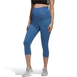 NWT Adidas Maternity Blue Cropped Leggings. Size Small